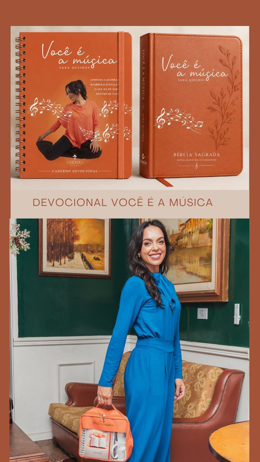 Conjunto devocional Você é a Música: caderno, bíblia e nécessaire